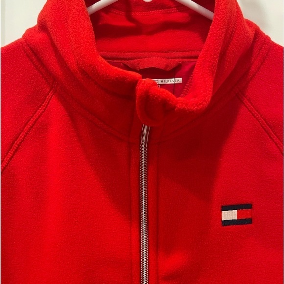 Tommy Hilfiget Red Fleece Zipper Down Jacket.Size L - Picture 7 of 15